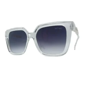 Sunglasses For Girls - Transparent Oversized UV400 Sunglasses – Black Gradient Lens | Premium Golden Accent Square Frame